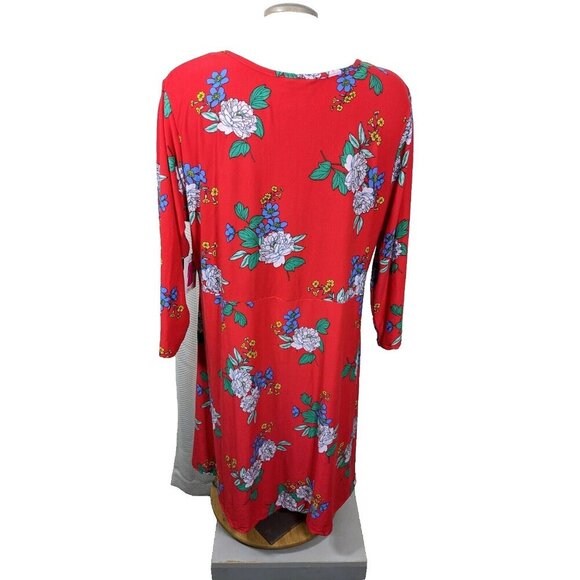 Bobbie Brooks NEW Dress Plus 3X Red Floral Stretch Romantic Feminine Cottagecore - Picture 4 of 6